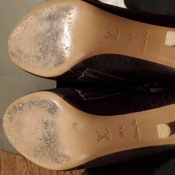 Louis Vuitton Cyprus Moca (Brown/Beige) Open Toe Booties - Size 38-1/2 Used EUC - Picture 7 of 16
